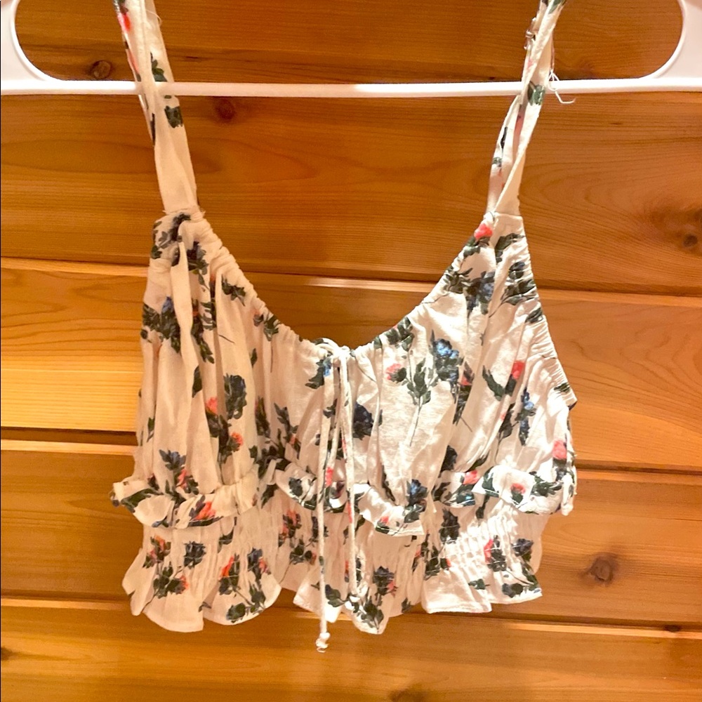 Cropped floral tank